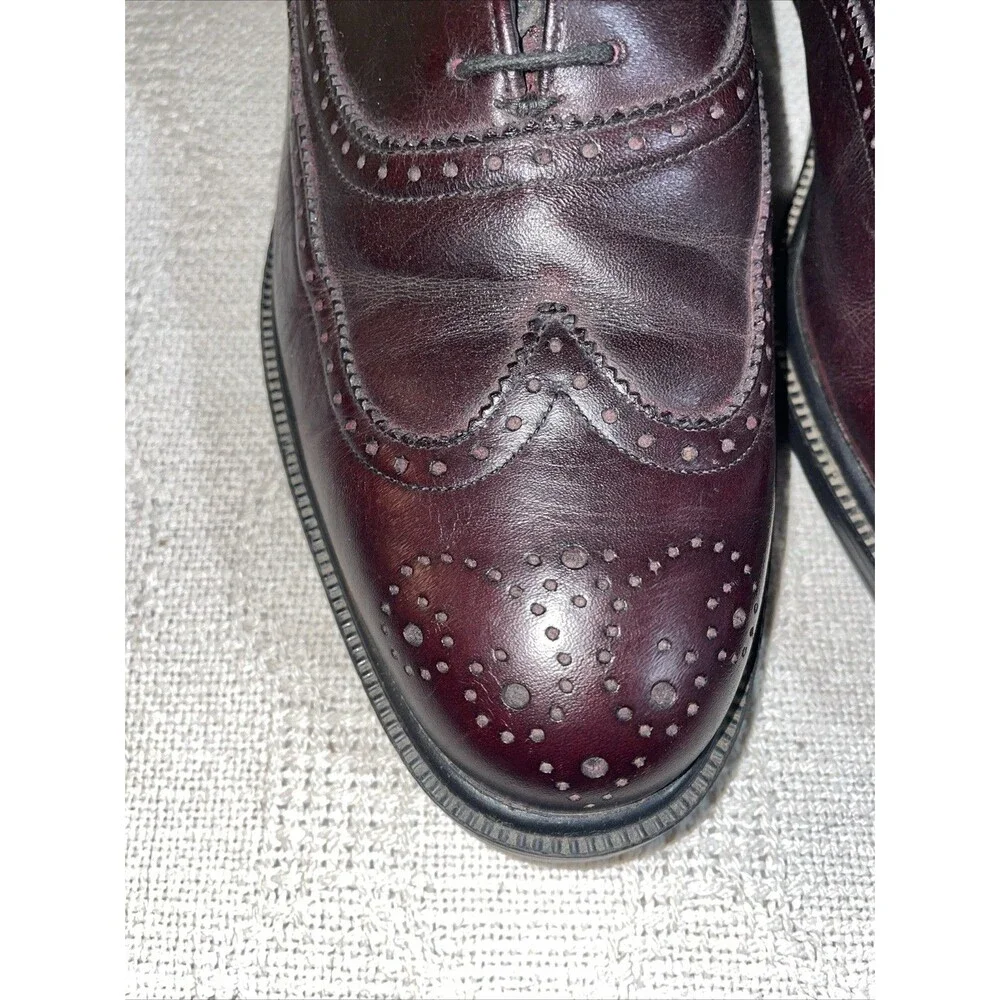 Hush Puppies Men’s Dress Wingtips Size 9.5 M Burgundy Leather Business Formal